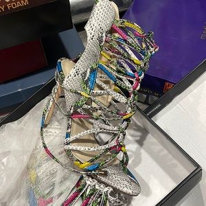 NWT snakeskin lace up heels